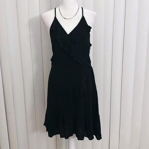 Black ruffle mini dress